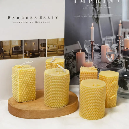 3D Resin Silicone Candle Molds Cylinder Beehive & Honeycomb Design Easy DIY Beeswax Candle Making Supplies Soap Candy Cake Tools