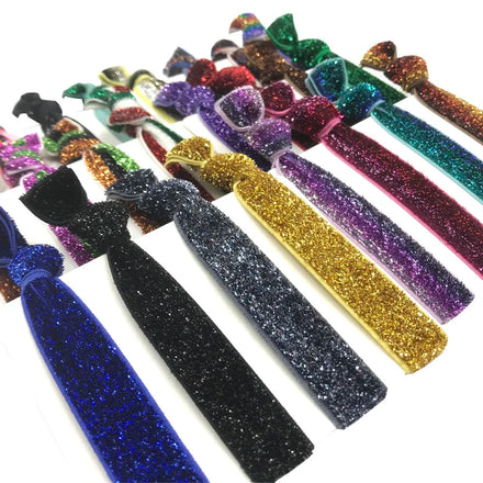200pcs 60 Colors Glitter Elastic Hair Band Frosted Glitter Hairband Girls Ponytail Holder Metallic Shiny Hair Tie Bracelet