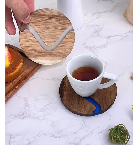 Acacia Wood Resin Epoxy Resin River Coaster Handmade Wood Sealant Epoxy Resin River coaster for Water Resistance