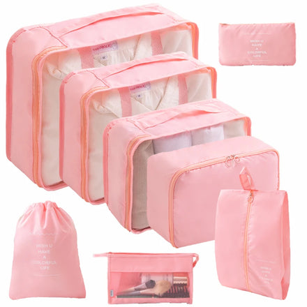 Custom Logo New Design 8 Set Packing Cubes Luggage Packing Organizers for Travel Compressible Packing Cubes Kits With Shoes Bag