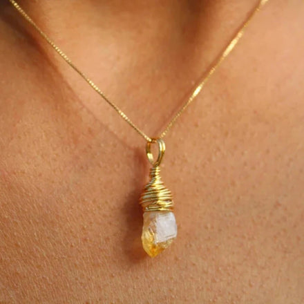 Minimalist Natural Citrine Stone Raw Crystal Necklace 18k Gold Filled Chain Necklace Birthstone Necklace Jewelry Gift for Her