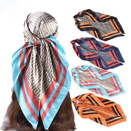 New Fashion Retro Printing 90 * 90 Satin Large Square Scarves and Scarves Wholesale in Stock Women Scarf Custom