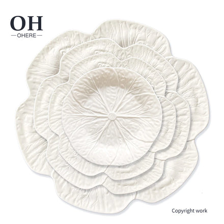 Handmade Embossed Luxury Wedding Charger Plate Luxury White or Green Cabbage Design Dinner Set Vajilla for Party&Eventsl&Rental