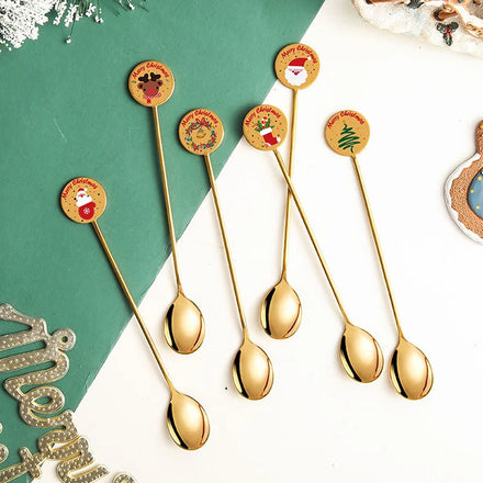 Creative Gingerbread Man Style Christmas Gold Stainless Cutlery Set Funny Christmas Coffee Stirring Spoon Gift