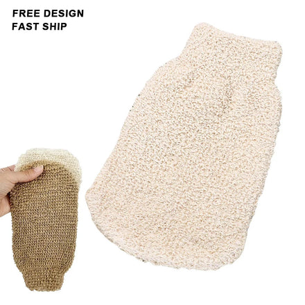 Custom Logo Bath Gloves Natural Jute Bath Gloves Double Faced Bamboo Fiber Scrub Gloves Exfoliating Scrub Glove Shower Mitts