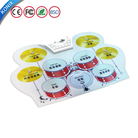 Electronic Portable 9 Pads Music Percussion Pad Rechargeable Battery Tabletop Digital Practice Drum Set
