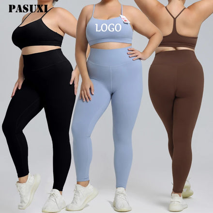 PASUXI Wholesale Ladies Gym Fitness Sports Workout Yoga Clothes Suit Activewear Seamless Knit Women Plus Size Yoga Set