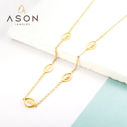 Ason Leaves Stainless Steel Jewelry Simple Lovely 18k Gold Plated Waterproof Necklace Jewelry