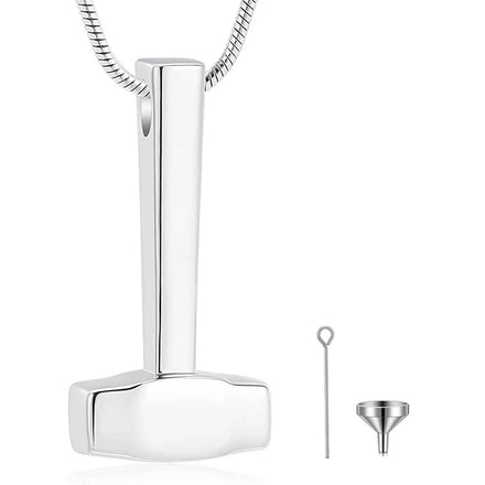 Wrench Urn Necklace for Ashes Cremation Jewelry for Men Women Hammer Urn Pendant Necklace for Ashes