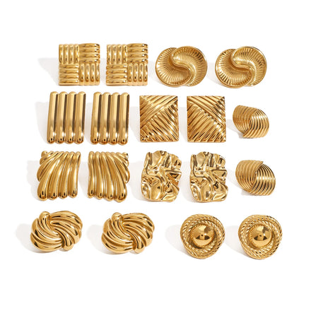 Irregular Lava Rectangle Drop Earring 18K PVD Gold Plated Stainless Steel Chunky Geometric Earrings for Woman and Gift