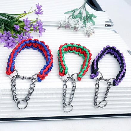Multicolor Personalized Handmade Striped Ribbons Nylon Webbing Woven Braided Martingale Paracord Dog Collar