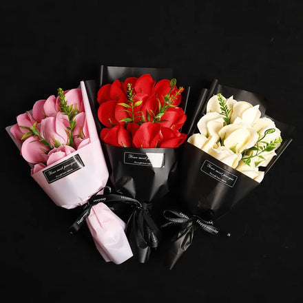 Forever Red Pink Rose Valentines Day Gift 2024 Bunch Preserved Roses Soap Artificial Flowers 2024