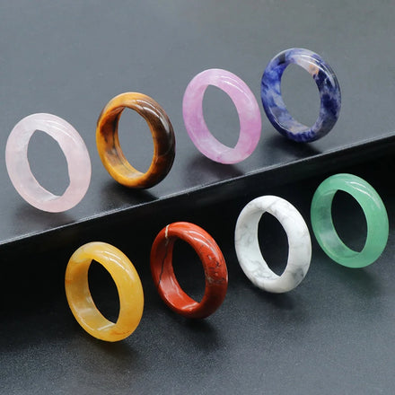Natural Crystal Ring Gemstone Rings Rose Quartz Agate Amethyst Natural Stone Rings