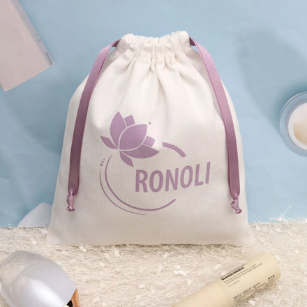 Custom Logo Printing Cotton Twill Drawstring Shoe Gift Packaging Bag White Cotton Dust Pouch Shopping Bag