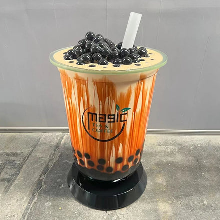 Customized Modern Art Fiberglass Boba Tea Cup Giant Bubble Tea Cup with logo for Display