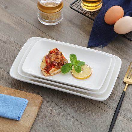 Wholesale Customized White Porcelain Dinner Plates 8-10 Inch Rectangle Shape for Style Ceramic Serving Dish Dining