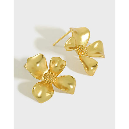Newest Style S925 Sterling Silver Simple Flower Stud Earrings Female 18K Gold Earrings Fashion Jewelry Earrings Women Wholesale