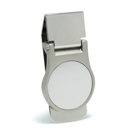 Minimalist Round Stainless Steel Bank Card Dollar Cash Money Clip Wallet Ticket Clamp Pocket Alloy Blank Metal Money Holder Clip