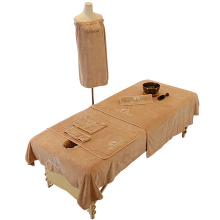 6PCS Khaki Beauty Salon Towel Polyester Super Absorbent Skin Management Turban Towel Set