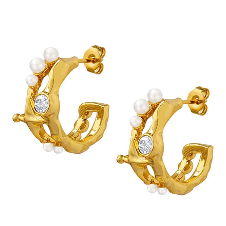 Hot Products Customized Color C Shaped Imitation Pearl Earrings Fashionable Jewelry Friendship Earrings