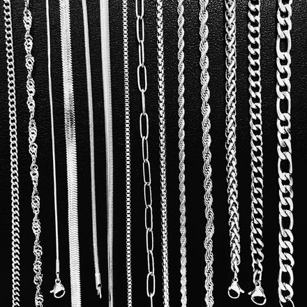 Men Hip Hop Jewelry Cuban Chain 18k Gold Plated Herringbone Choker Snake Chain Necklace Figaro Paperclip Chain Link Necklace