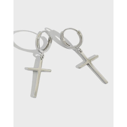 S925 Sterling Silver Glossy Cross Hoop Earrings Minimalist Fashion Designer Earrings Fashion Jewelry Earrings Women
