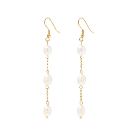 Bulk Wholesale Earrings Chain Earrings Stainless Steel Natural Freshwater Pearl Tassel Earrings