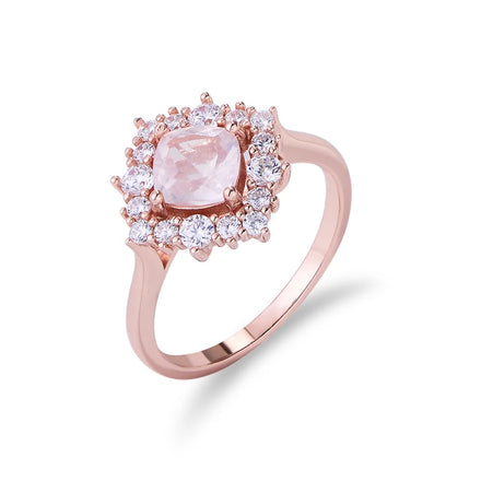 Fashion Powder Crystal Engagement Rings Rose Gold Plated S925 Silver Cubic Zirconia Natural Gemstone Ring Jewelry for Women Girl
