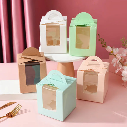 Paper Transparent Window Portable Cupcake Box for Wedding Birthday Party Decor DIY Dessert Supplies Cake Package