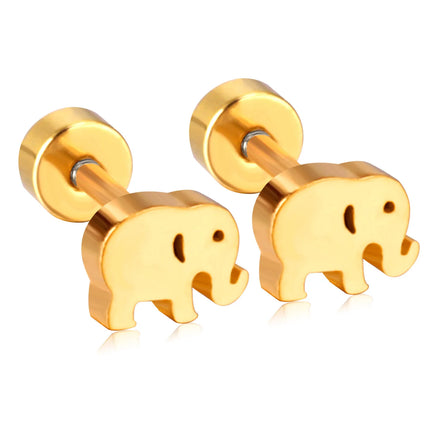 Customized Hot Sale 316L Stainless Steel Earrings 18K Gold Plated Elephant Charm Men and Women Fashion Stud Earrings