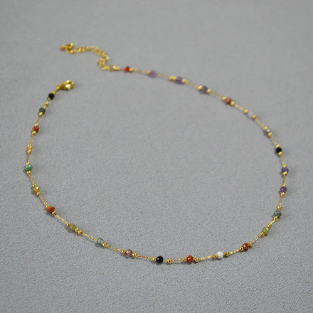 2022 Winter Fine Jewelry Brass Gold Plated Beaded Fashion Necklace Natural Stones Handwork Beaded Boho Necklace