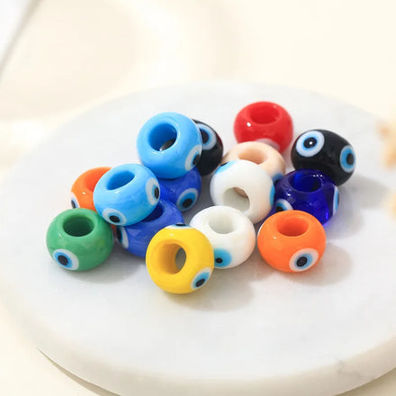 Fun Quirky Little Eyes Mini Glazed Beads Large Hole Diy Handmade Jewelry Bracelet Necklace
