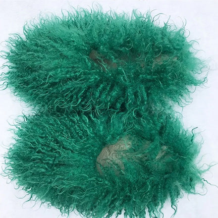 Wholesale Women Fuzzy Flat Fluffy Slide Fashion Soft and Fluffy Faux Mongolian Wool Fur Slippers