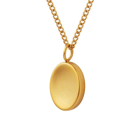 Women's Fashion Waterproof Jewelry 18k Gold-plated Stainless Steel Geometric Oval Pendant Necklace