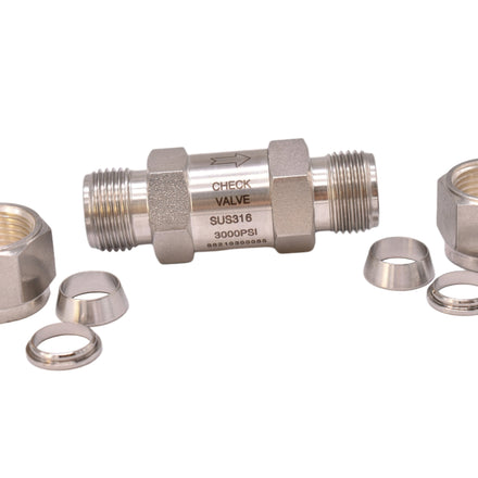 316 Stainless Steel Manual High Temperature Gas Instrumentation Inline Spring Check Valve 3000psi 1/2 in