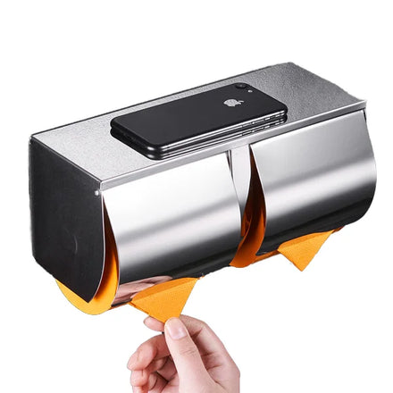 STOCCO Modern Stainless Steel Bathroom Accessories Wall-Mounted Roll Toilet Tissue Paper Holder with Phone Shelf