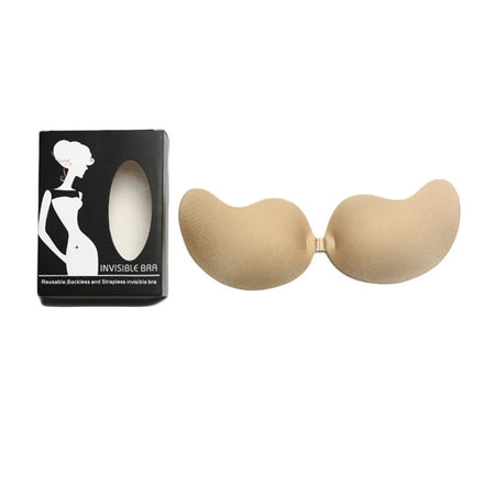 Self-Adhesive Strapless Push-Up Bra Silicone Pasties Front Closure Adjustable Straps Breathable Design for Backless Dresses