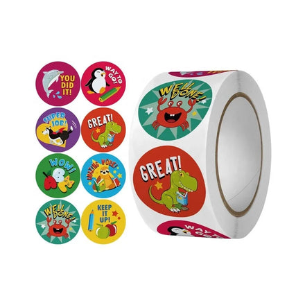 KYW Custom DIY Cartoon Animals Sticker Roll Encourage Student Words Reward Sticker for Kids Toy Easy Stick Label
