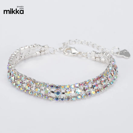 Delicate Princess Gift Bracelets 3 Rows Line Strand Pave Crystal AB Color Rhinestone Bracelets for Girls