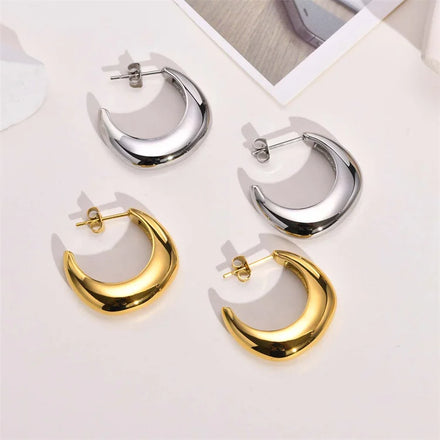 Wholesale Simple Stainless Steel Earring C Shape Stud Earring Jewelry