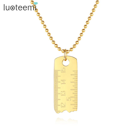 SP-LAM Ruler Simple Trendy 2021 Square Pendant Chain Stainless Steel Fashion Woman Jewelry Gold Plated Necklace