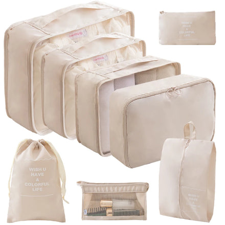 Custom Logo Travel Suitcase Storage Bag 8pcs Organizers Packing Cubes Set Travel Luggage Organizer Luggage Storage Bags
