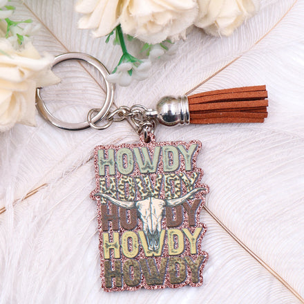 KHS276KH1218 1piece New Product CN WESTERN HOWDY TRENDY Glitter Acrylic Keychain