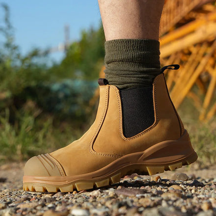 ZG L601 Men's High Quality Wheat Genuine Leather TPU Anti-Static Steel Toe Safety Boots Customizable Summer Autumn Work Shoes