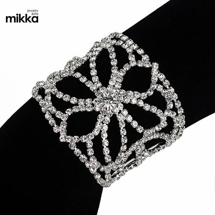 Fashion Performance Stage Contest Bracelets Crystal Rhinestone Flower Hollowed-Out Charm Bracelets