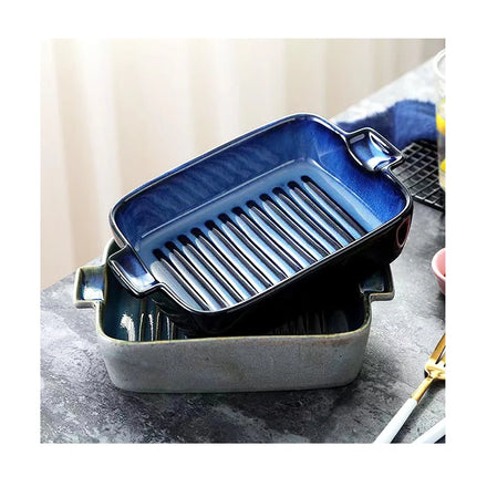 Creative Two Ear Ceramic Baking Tools Cheese Baking Rice Pizza Plate Spaghetti Plate Sold Directly by Manufacturers