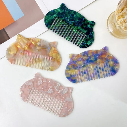 Factory Wholesale Korean Colorful Elegant Women's Simple Cartoon Cat Shape Cellulose Acetate Hair Comb for Household Commuting