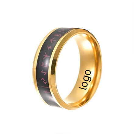 8mm new Stainless Steel ring Heat sensitive Viking Rotatable Spinning Viking stainless steel ring Finger Rings