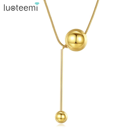 SP-LAM Woman Bead Simple Statement Fashionable Charm Gold Chain Dainty Stainless Steel Necklace