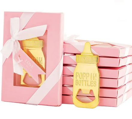 Party Poppin Bottle Openers Golden Feeder Shaped for Baby Shower Favors Gifts Decorations Souvenirs Golden Gifts Box
